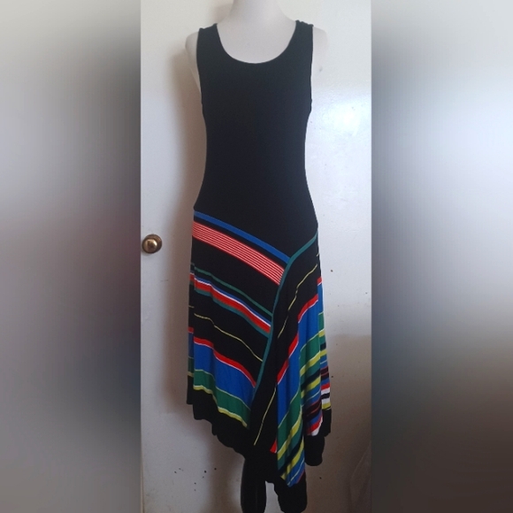 Spense Dresses & Skirts - SPENSE Multi-Color Striped Asymmetrical Dress Size M